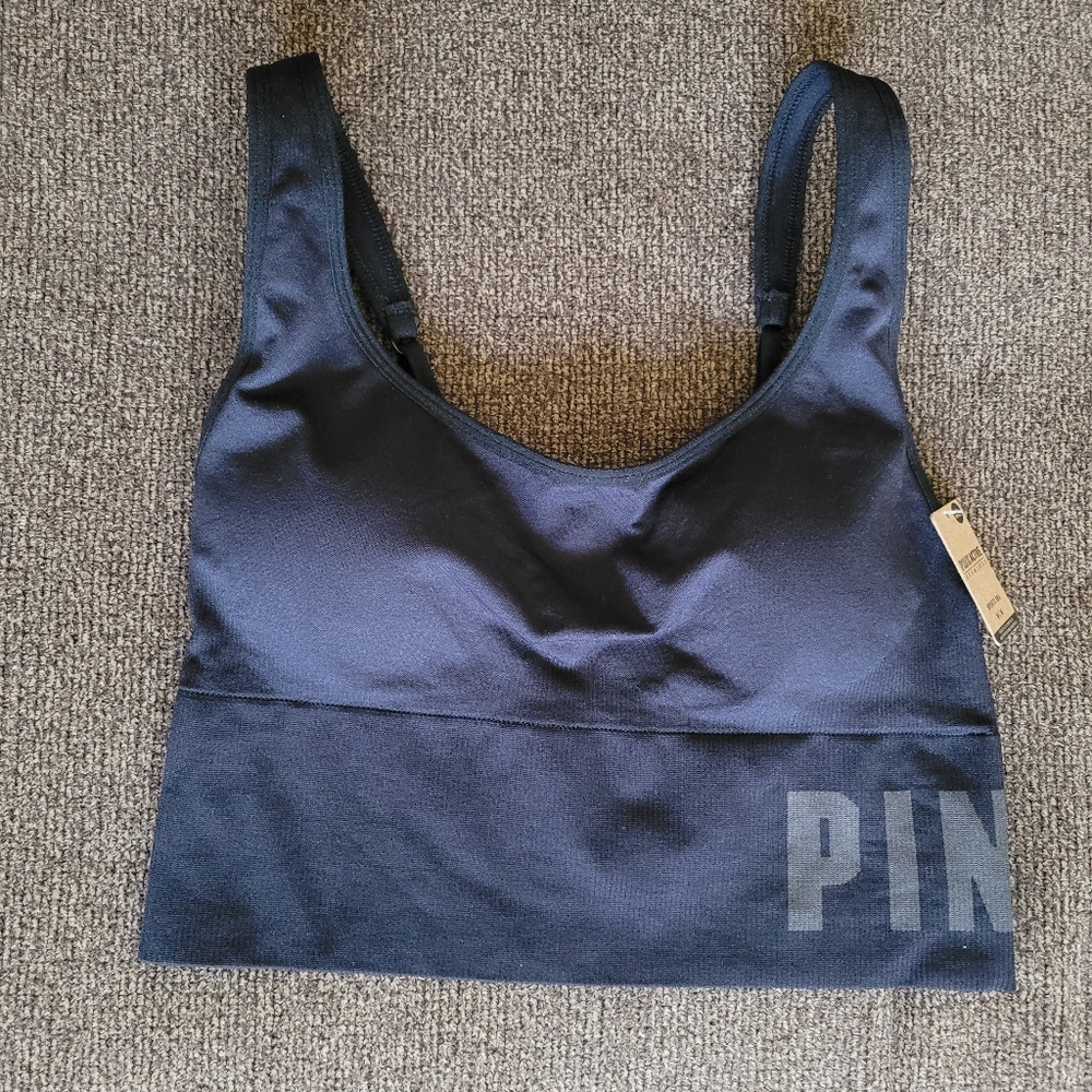 NWT VS Pink seamless scoopneck sport crop top sz M